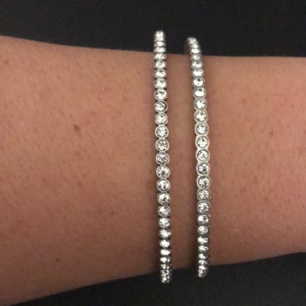 Lia Sophia silver & rhinestone bangle